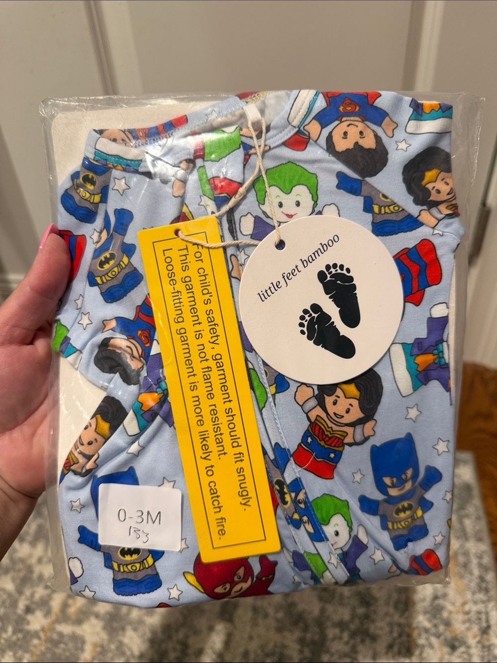 Little Feet Bamboo Baby Superhero Little People Print 0-3 months NWT